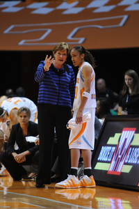 Pat Summitt Gives Some Advice to Freshman PG Meighan Simmons (Photo Courtesdy of UTLadyVols.com)