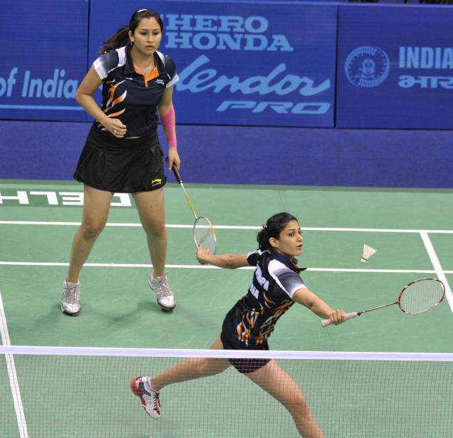 Give them the choice of dress: Jwala Gutta and Ashwini Ponappa in action. Photo: R. Ragu