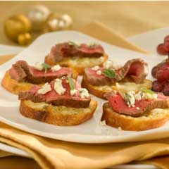 Gorgonzola-Crusted Beef Tenderloin Crostini